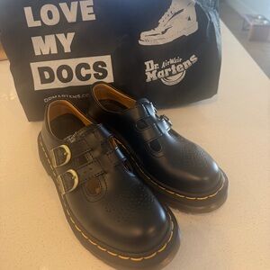 Dr. Martens Black Leather Women's Shoes